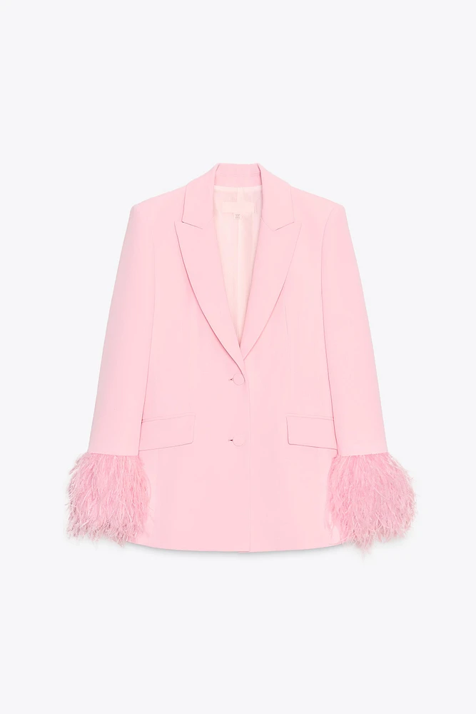 BLAZER MANCHES PLUMES