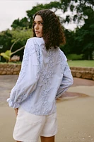 STRUCTURED STRIPED POPLIN BLOUSE