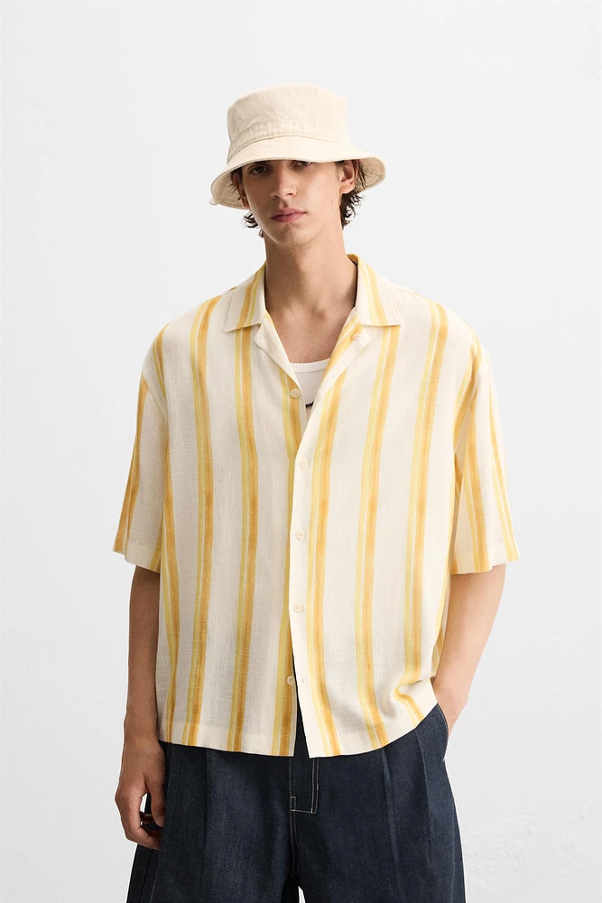 CHEMISE RAYURES VISCOSE ET LIN