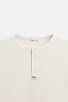 BUTTON COLLAR WAFFLE T-SHIRT