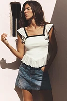 CONTRAST RUFFLE TOP
