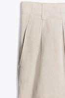 PLEATED LINEN BLEND SHORTS ZW COLLECTION