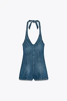 TRF HALTER DENIM JUMPSUIT