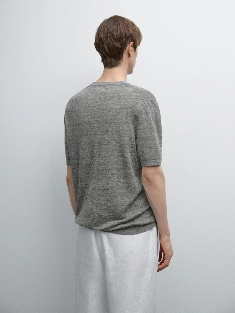 100% linen short sleeve knit T-shirt