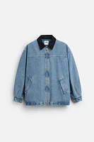 CONTRAST COLLAR DENIM JACKET