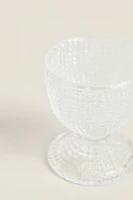 GLASS EGG CUP WITH RAISED DETAIL