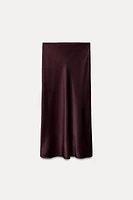 SATIN EFFECT MIDI SKIRT