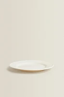 EARTHENWARE DINNER DISH WITH RAISED-DESIGN EDGE