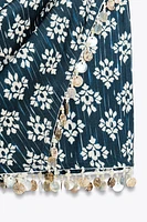 BEADED PRINTED SKORT
