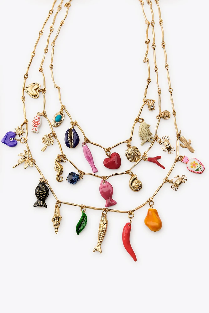 3 PACK OF METAL CHARM NECKLACES