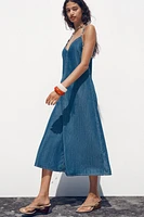 Z1975 DENIM STRAPPY MIDI DRESS