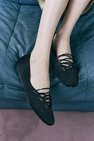 SATIN EFFECT BALLET FLATS