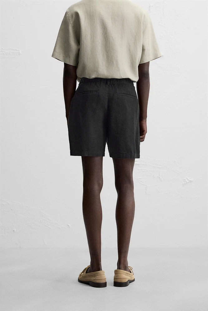 COTTON - LINEN BERMUDA SHORTS