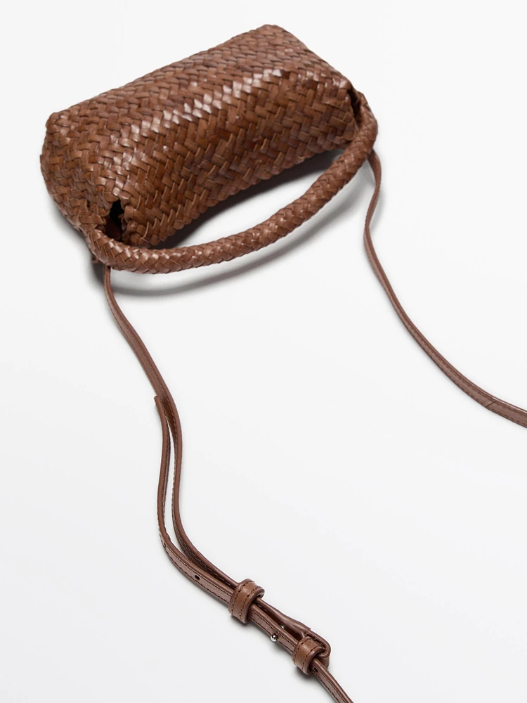 Sac à bandoulière tressé en cuir nappa