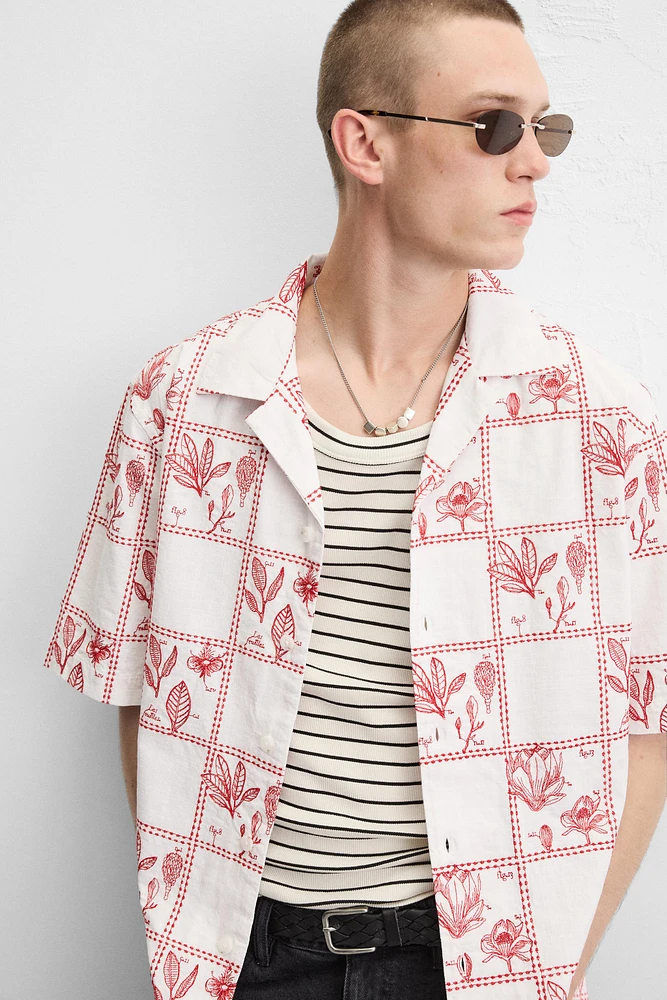 CHEMISE BRODERIES CONTRASTE
