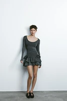 WASHED-EFFECT RUFFLED DRESS