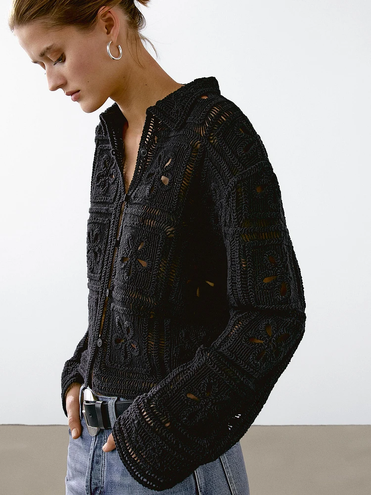 Crochet knit cardigan