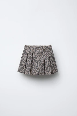 ANIMAL PRINT TWILL SKIRT