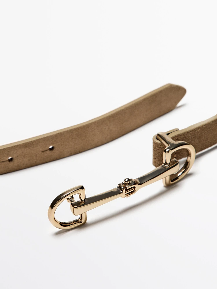 Equestrian split suede leather belt