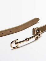Equestrian split suede leather belt