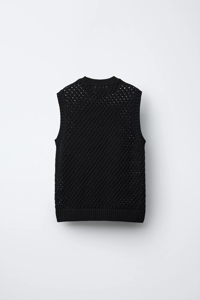 OPENWORK KNIT VEST