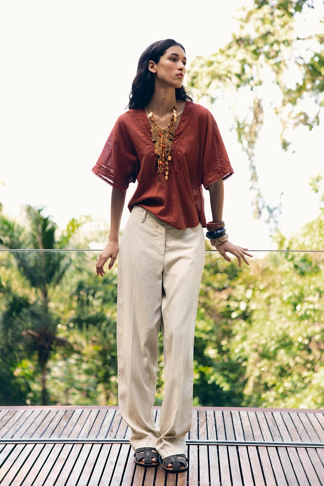 LINEN ENTREDEUX TOP