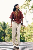 LINEN ENTREDEUX TOP