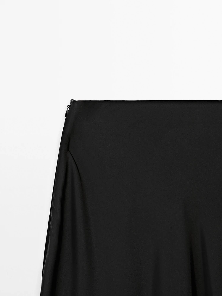 Flowing satin midi skirt