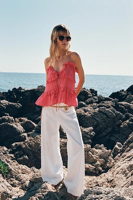 RUFFLED TIE TOP
