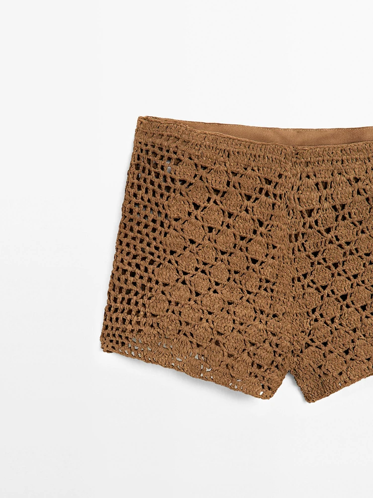 Short crochet cuir finition daim