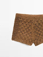 Short crochet cuir finition daim