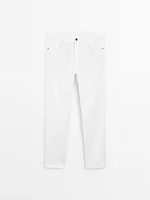 Faux jean slim texture légère