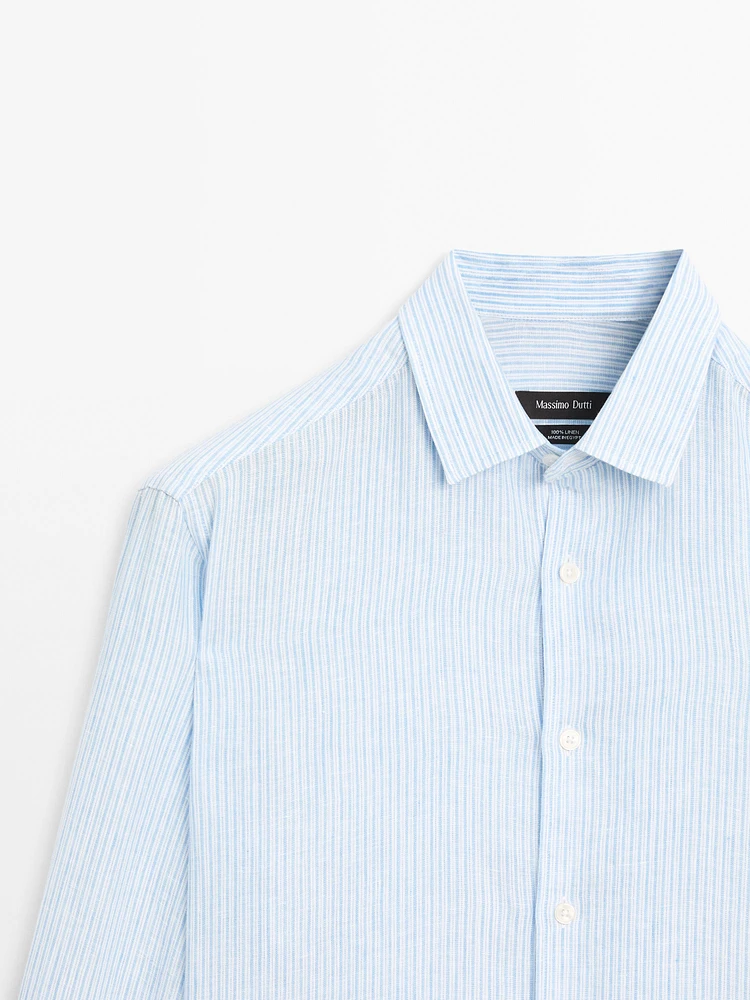 Chemise slim à rayures 100 % lin