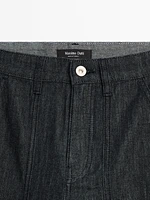 Wide leg denim trousers