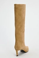 HEELED SUEDE KNEE HIGH BOOTS