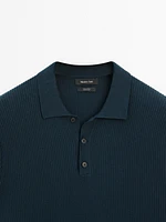 100% cotton textured knit polo shirt