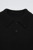 100% WOOL POLO SWEATER