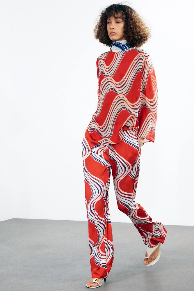 ZW COLLECTION PRINTED BOW SHIRT