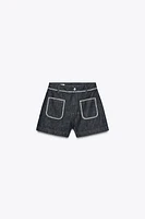 Z1975 EMBROIDERED STITCH DETAIL DENIM SHORTS