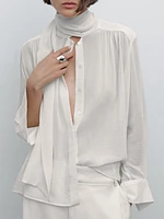 Flowing semi-sheer shirt with tie detail - Studio