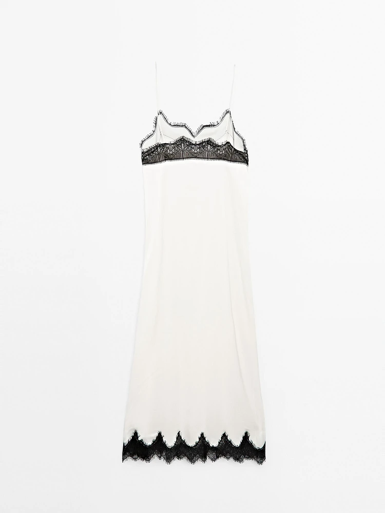 Robe longue nuisette contrastante