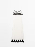 Robe longue nuisette contrastante