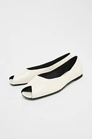 LEATHER OPEN TOE BALLET FLATS