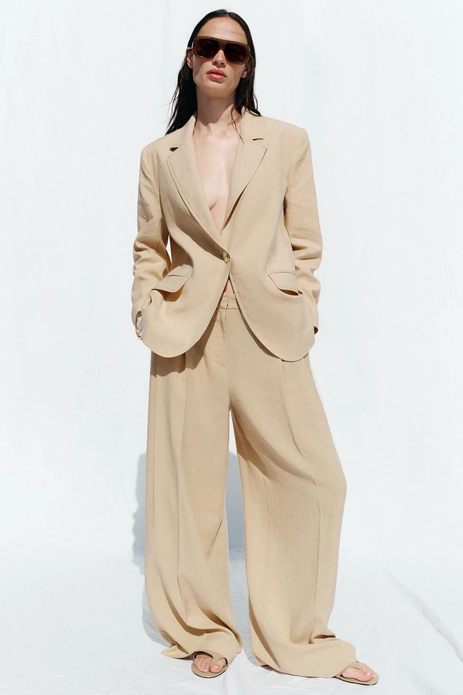 ONE-BUTTON LINEN BLAZER