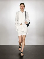 Linen blend shirt with thin pintucks