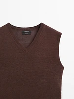 100% linen melange knit vest