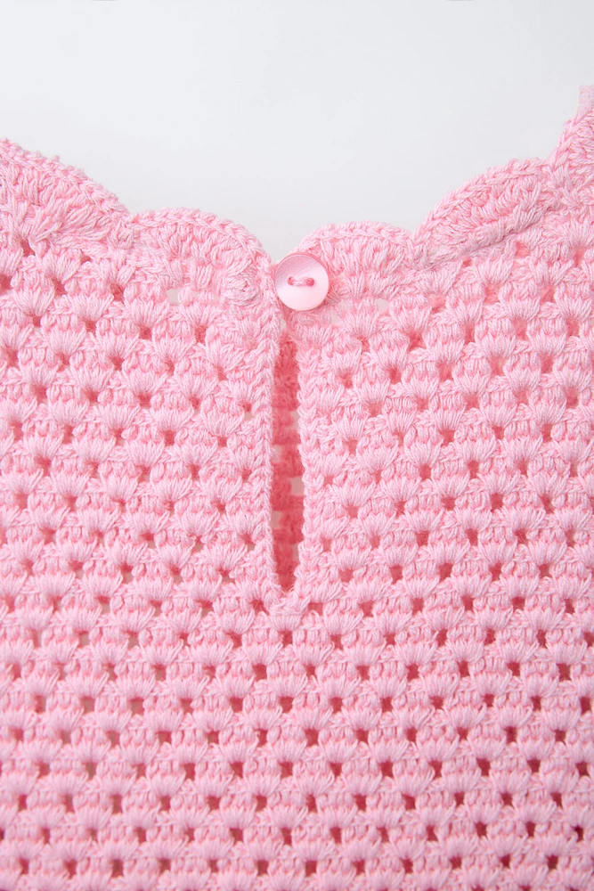 ROBE EN MAILLE FRAISES AU CROCHET
