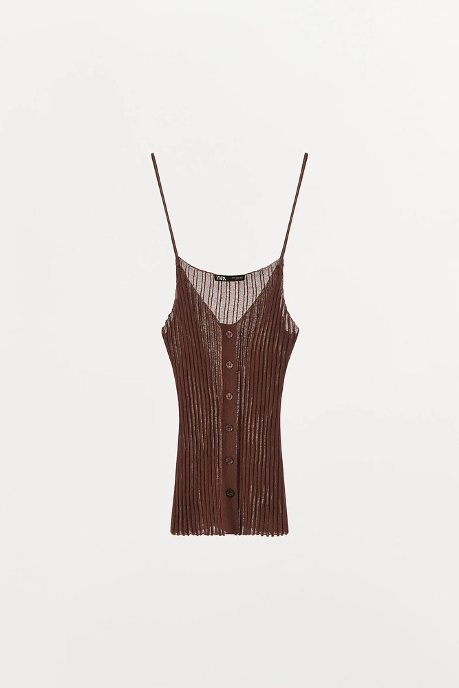 PLEATED FINE KNIT TOP