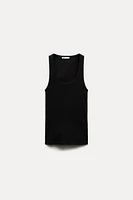 SLEEVELESS RIBBED COTTON T-SHIRT