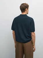 100% cotton textured knit polo shirt